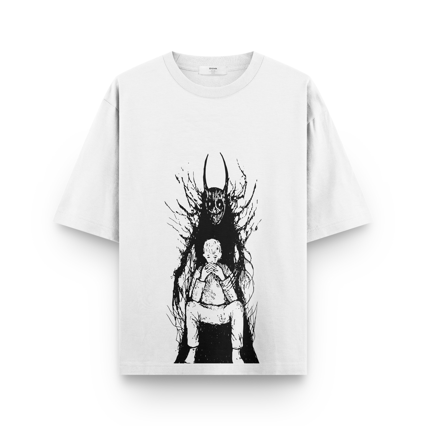 Dark Shadow Boy T-Shirt - Evil Shadow Graphic Tee with Mysterious Dark Art | Gothic & Edgy Design