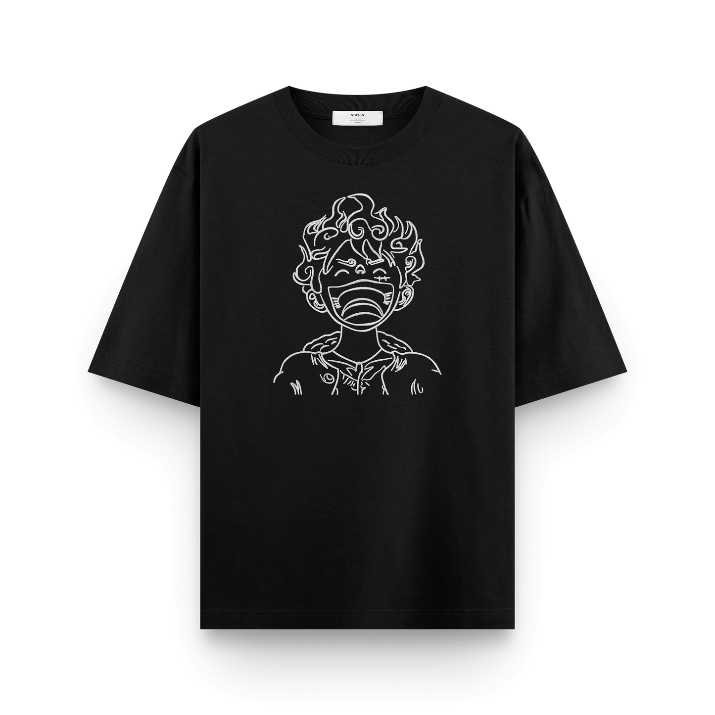 Monkey D Luffy Embroidered Oversized Anime T-Shirt โ 240 GSM Premium Cotton ๐ฅ