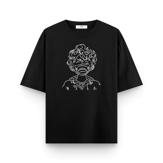 Monkey D Luffy Embroidered Oversized Anime T-Shirt – 240 GSM Premium Cotton 🔥