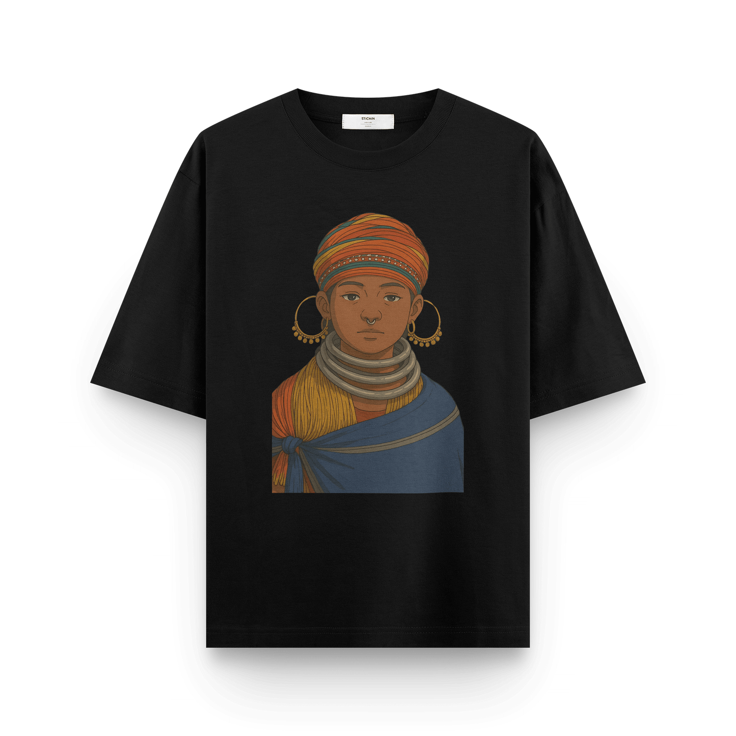 Tribal Royalty Oversized T-Shirt – Bold Heritage-Inspired Artwear