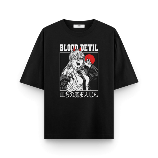 Blood Devil Power Oversized T-Shirt – Chainsaw Man Anime Streetwear