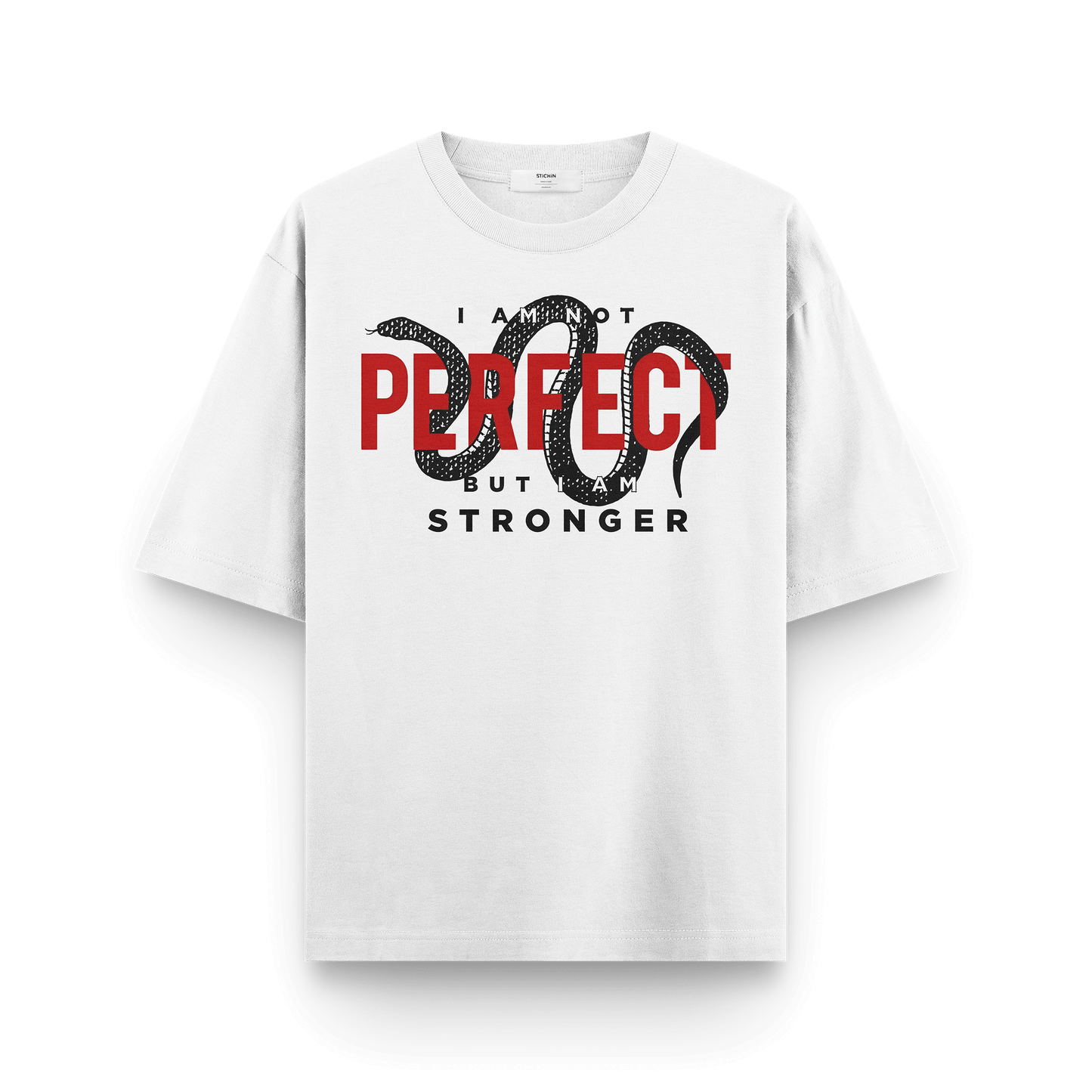 I Am Not Perfect But I Am Stronger Snake Graphic Oversized T-Shirt | Bold Motivational Streetwear