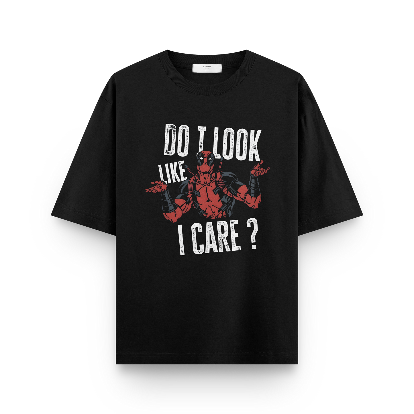 Deadpool Unisex Oversized T-Shirt - Do I Look Like I Care? front