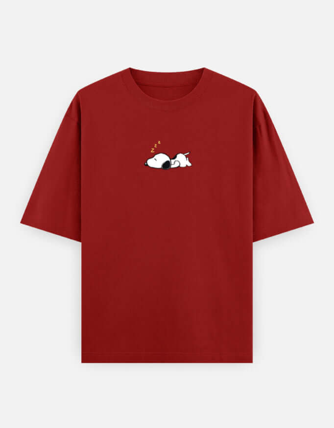 Sleeping Dog Oversized T-Shirt Minimal Unisex Streetwear India Red