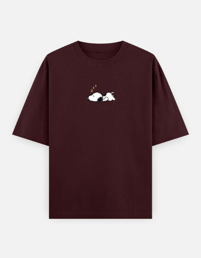 Sleeping Dog Oversized T-Shirt Minimal Unisex Streetwear India Maroon