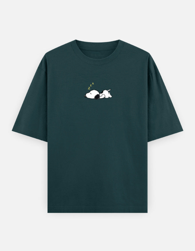 Sleeping Dog Oversized T-Shirt Minimal Unisex Streetwear India PetrolBlue
