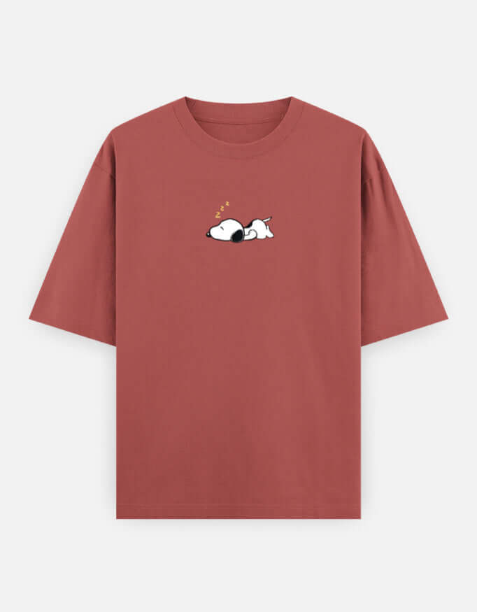 Sleeping Dog Oversized T-Shirt Minimal Unisex Streetwear India Coral