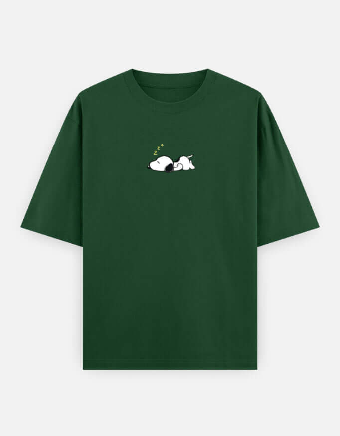 Sleeping Dog Oversized T-Shirt Minimal Unisex Streetwear India BottleGreen