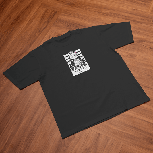 Nezuko Battle Pose Oversized Black Oversized T-Shirt front