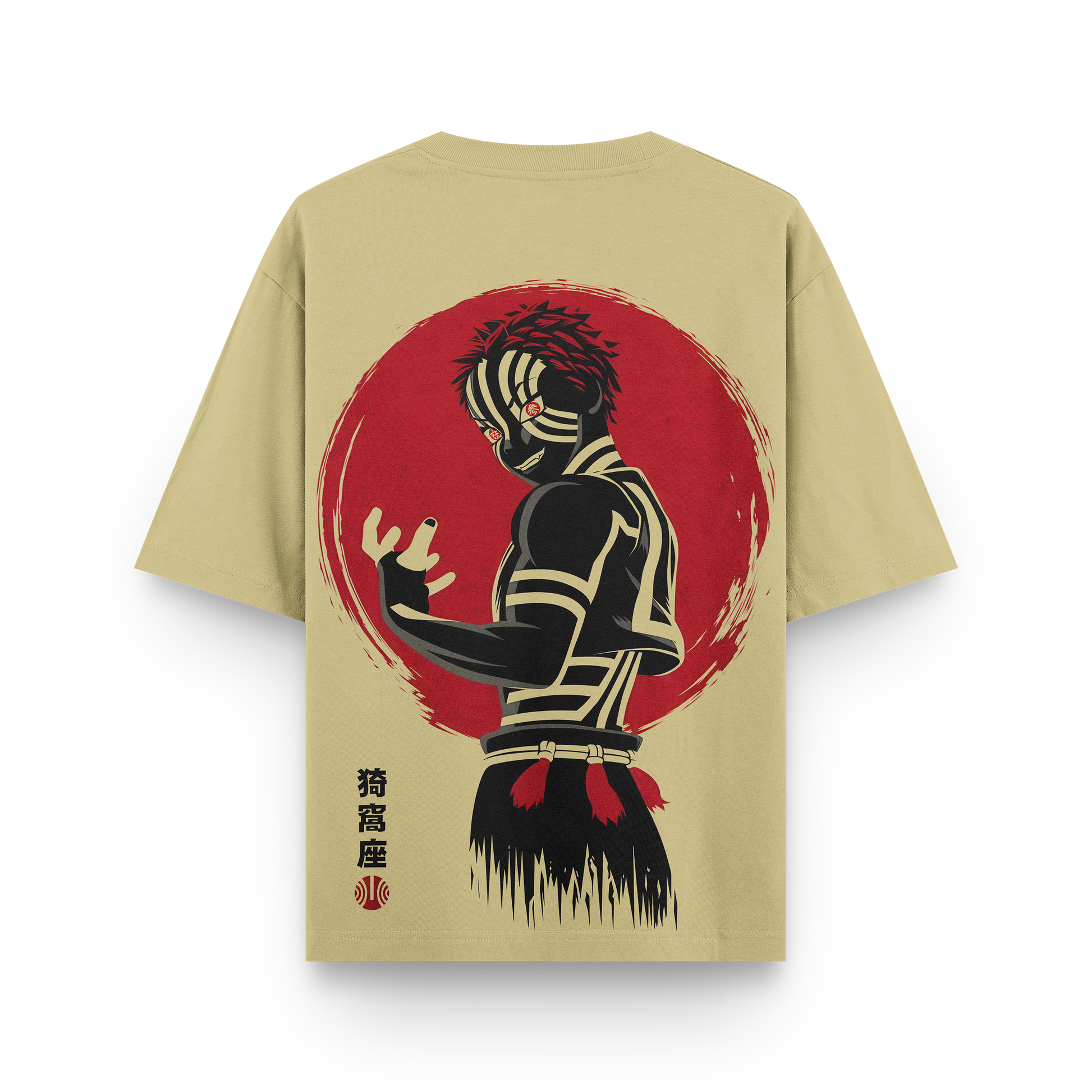 Akaza oversized t-shirt featuring a bold print inspired by Demon Slayer.