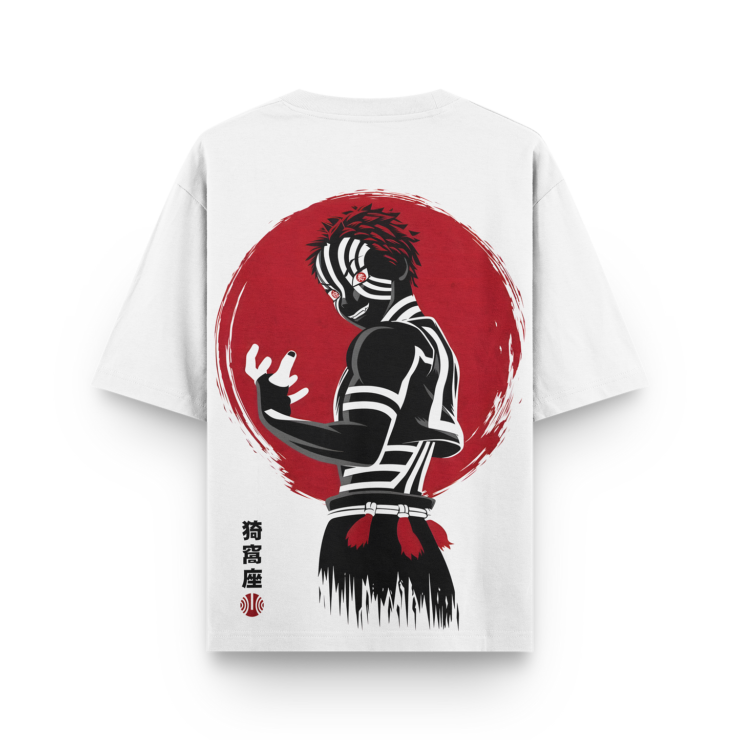 Akaza oversized t-shirt featuring a fierce design inspired by Demon Slayer.