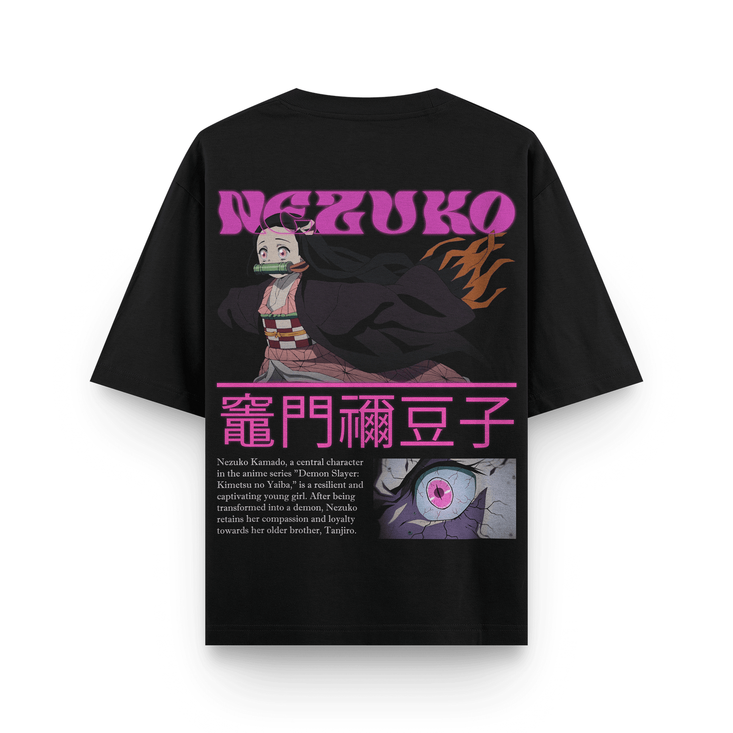 Nezuko Battle Pose Oversized Black Oversized T-Shirt back