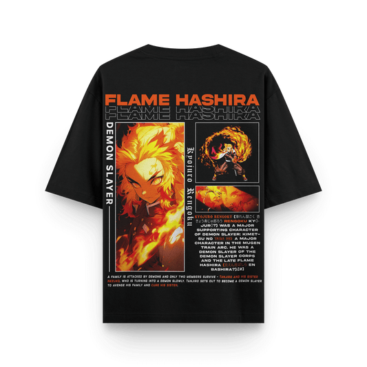Rengoku Demon Slayer Oversized T-Shirt Premium Print back