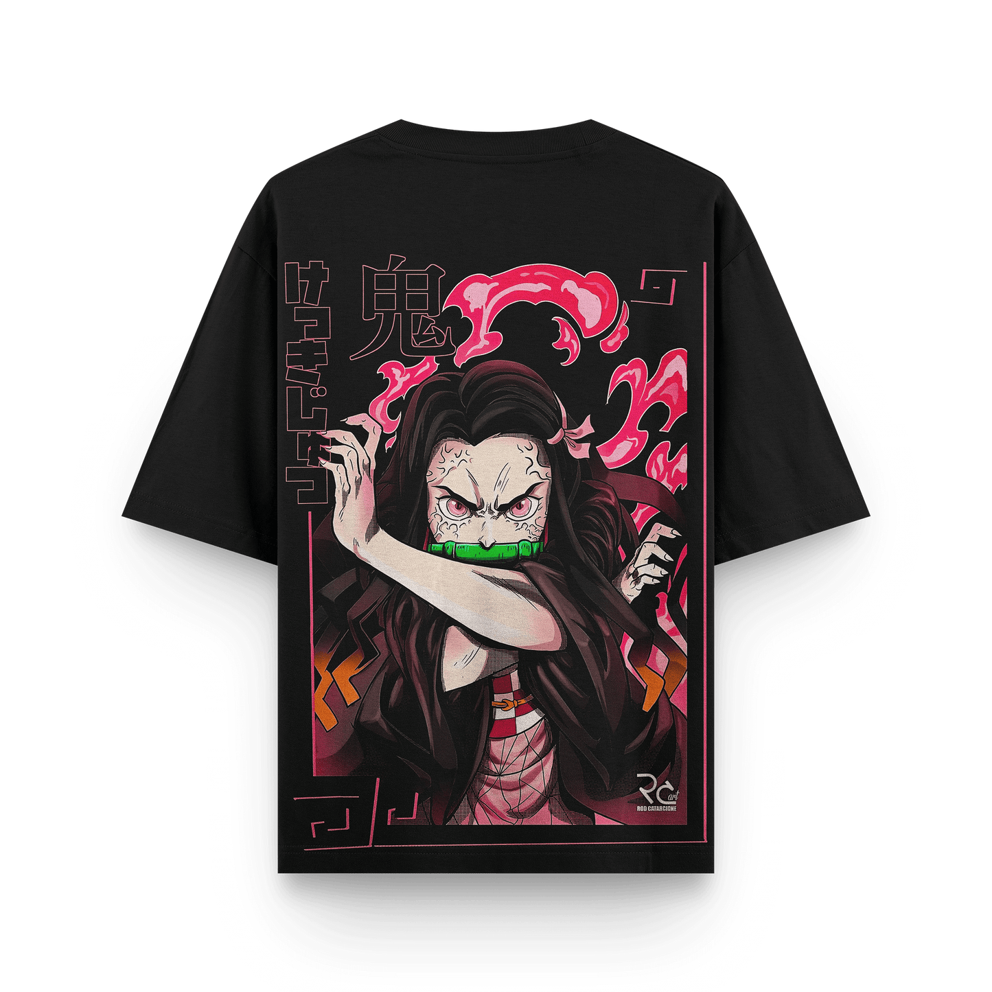 Nezuko Demon Slayer Oversized Black oversized T-Shirt back