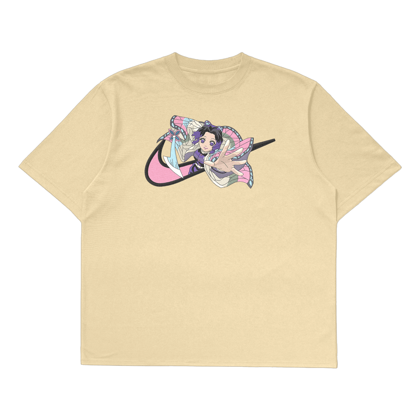Shinobu Kocho Oversized T-Shirt | Demon Slayer Premium Anime Tee India beige