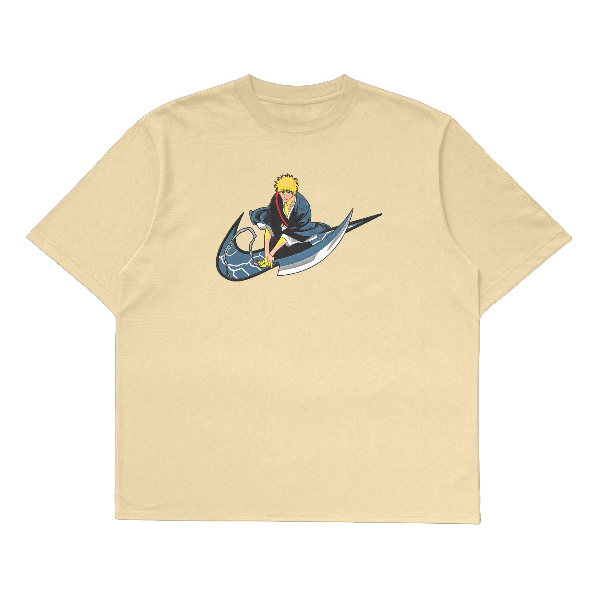 Ichigo Kurosaki oversized t-shirt featuring premium embroidered detail from Bleach anime.
