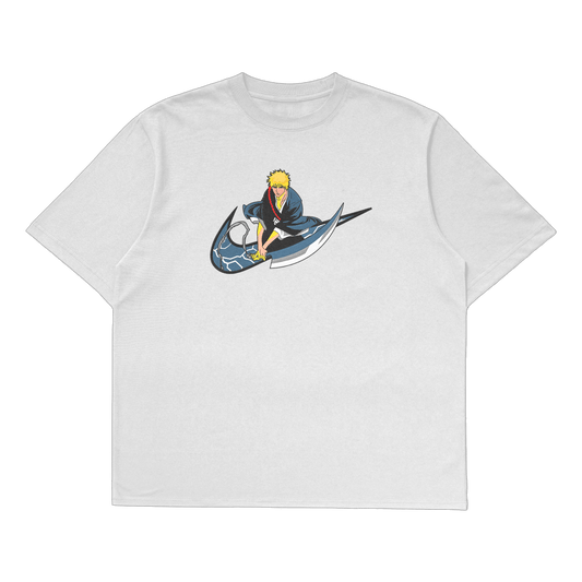 Ichigo Kurosaki oversized t-shirt featuring premium embroidery and a bold design, perfect for Bleach anime fans.