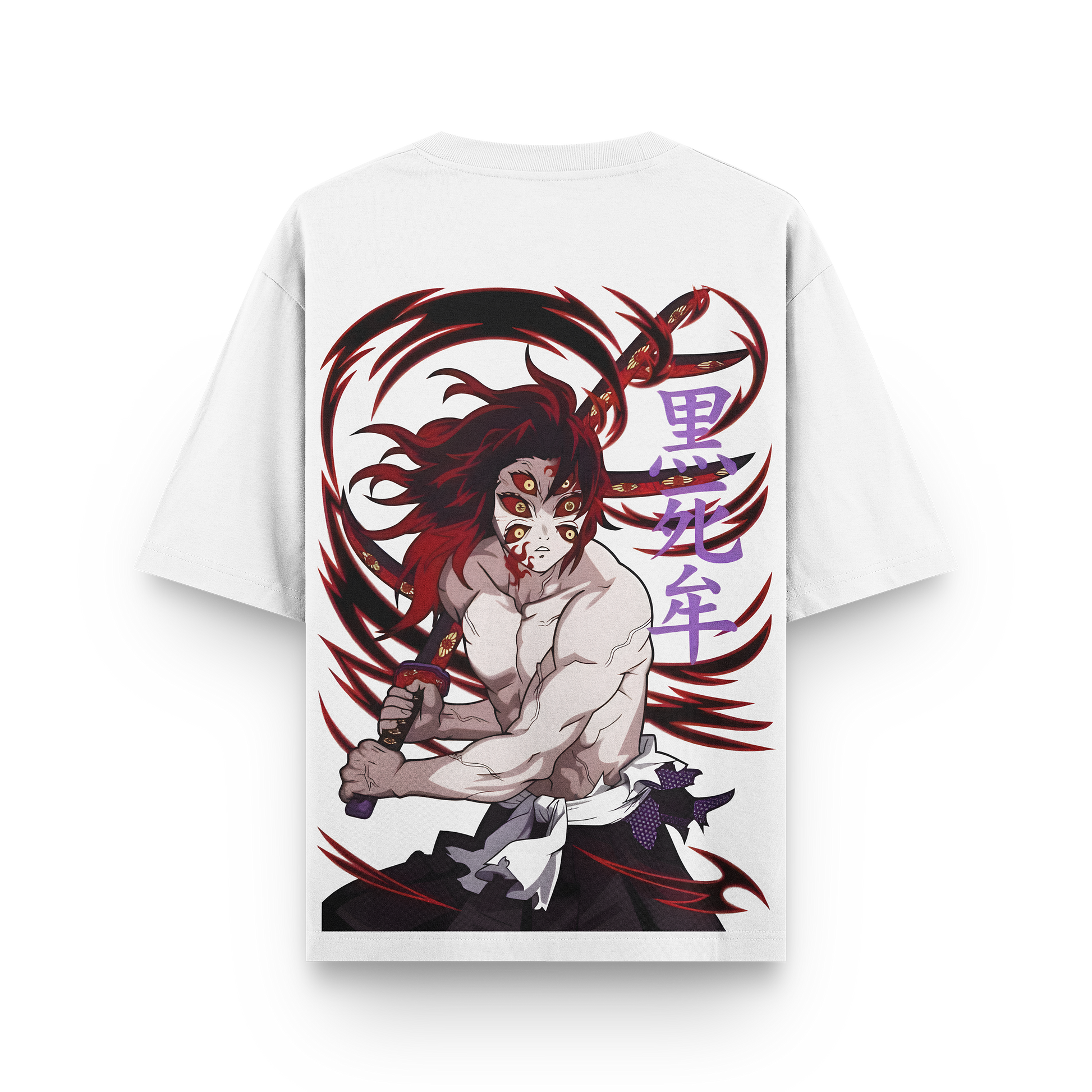 Kokushibo oversized t-shirt showcasing Final Form design with graphic of Kokushibo, featuring six eyes and dynamic details.
