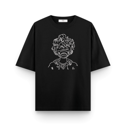 Monkey D Luffy Embroidered Oversized Anime T-Shirt – 240 GSM Premium Cotton 🔥