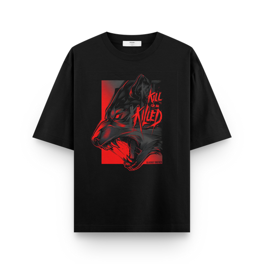 Wolf ‘Kill or Get Killed’ T-Shirt – Bold Graphic Tee for Streetwear & Edgy Fashion