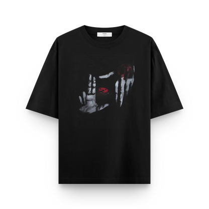 Red Eye T-Shirt - Mysterious Red Eye Between Two Hands | Dark Artistic Graphic Tee for Edgy Style