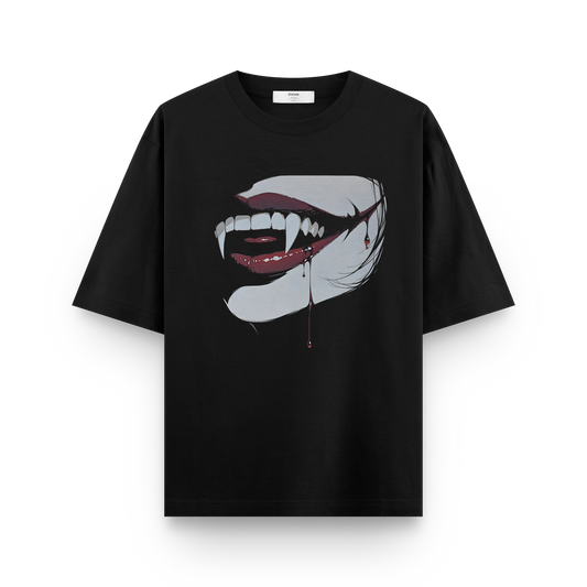 Vampire Lady T-Shirt - Dark Gothic Graphic Tee with Bloody Vampire Face