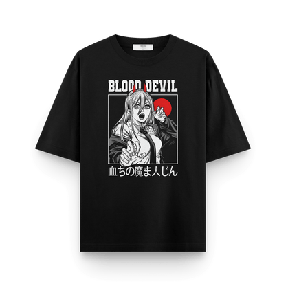 Blood Devil Power Oversized T-Shirt – Chainsaw Man Anime Streetwear
