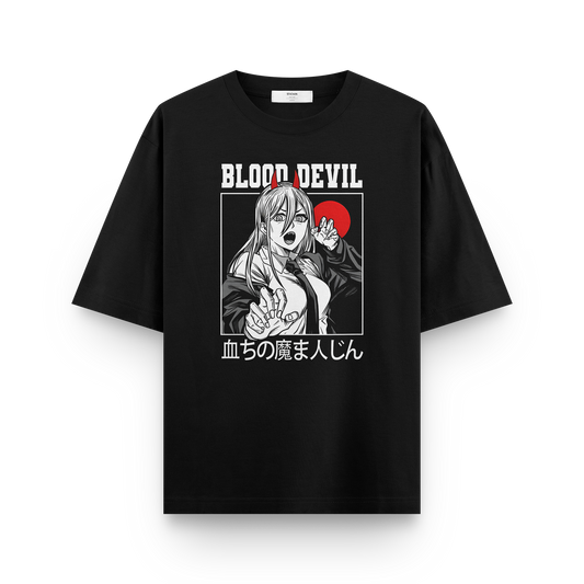 Blood Devil Power Oversized T-Shirt – Chainsaw Man Anime Streetwear