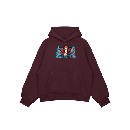 Yuji Itadori embroidered oversized hoodie featuring vibrant design and premium heavyweight fleece.