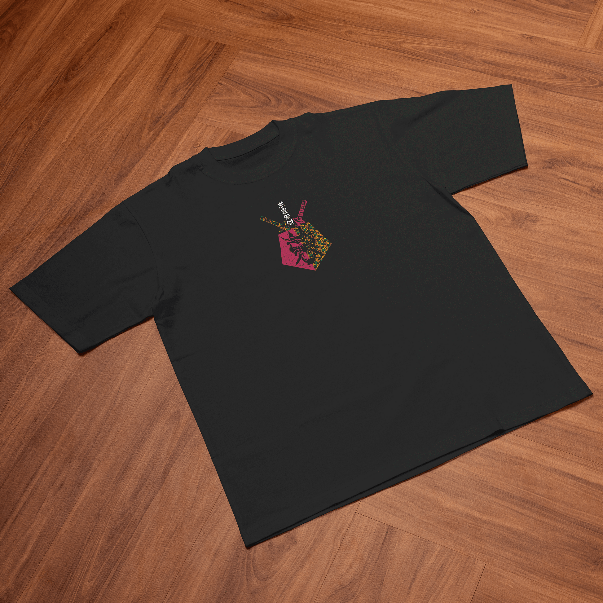 Giyu Tomioka Demon Slayer Oversized Black Oversized T-Shirt back