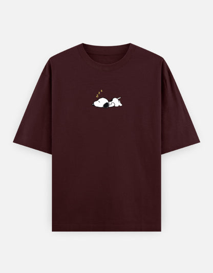 Sleeping Dog Oversized T-Shirt Minimal Unisex Streetwear India Maroon