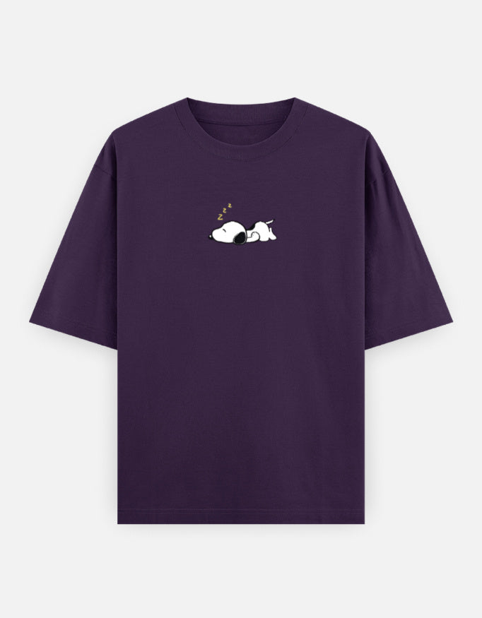 Sleeping Dog Oversized T-Shirt Minimal Unisex Streetwear India Purple