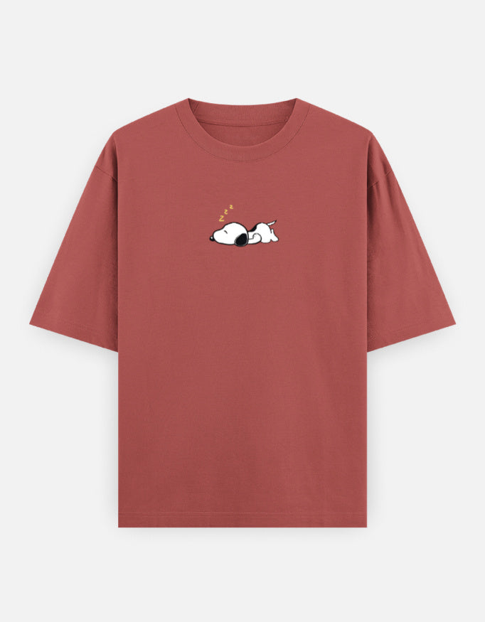 Sleeping Dog Oversized T-Shirt Minimal Unisex Streetwear India Coral
