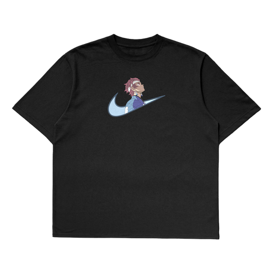 Tanjiro embroidered oversized t-shirt featuring a unique design by Stichin Studio and inspired by Demon Slayer.