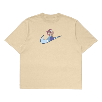 Tanjiro embroidered oversized t-shirt featuring fluid embroidery patterns and modern design