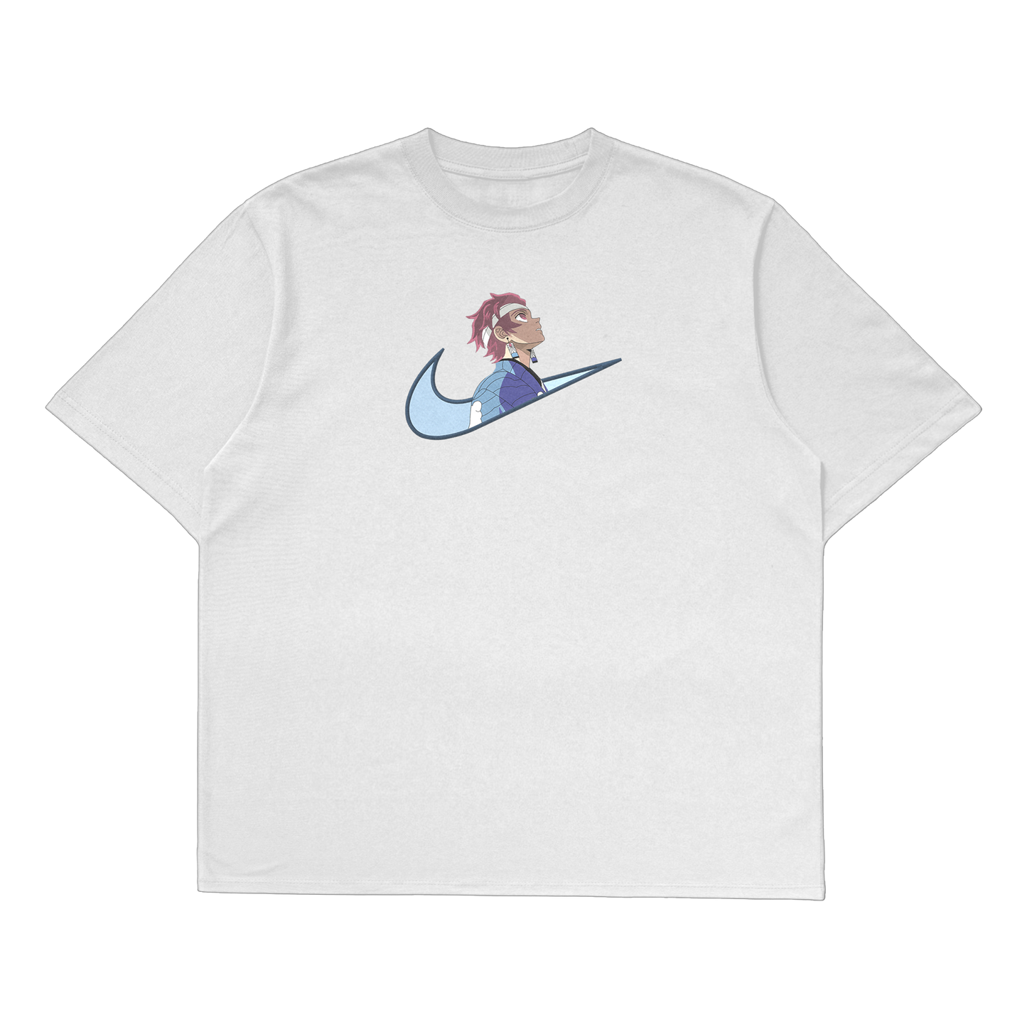 Tanjiro embroidered oversized t-shirt featuring unique embroidery design inspired by Demon Slayer.