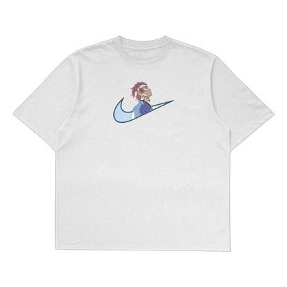 Tanjiro embroidered oversized t-shirt featuring unique embroidery design inspired by Demon Slayer.