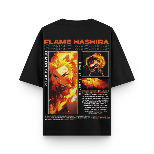 Rengoku Demon Slayer Oversized T-Shirt Premium Print back