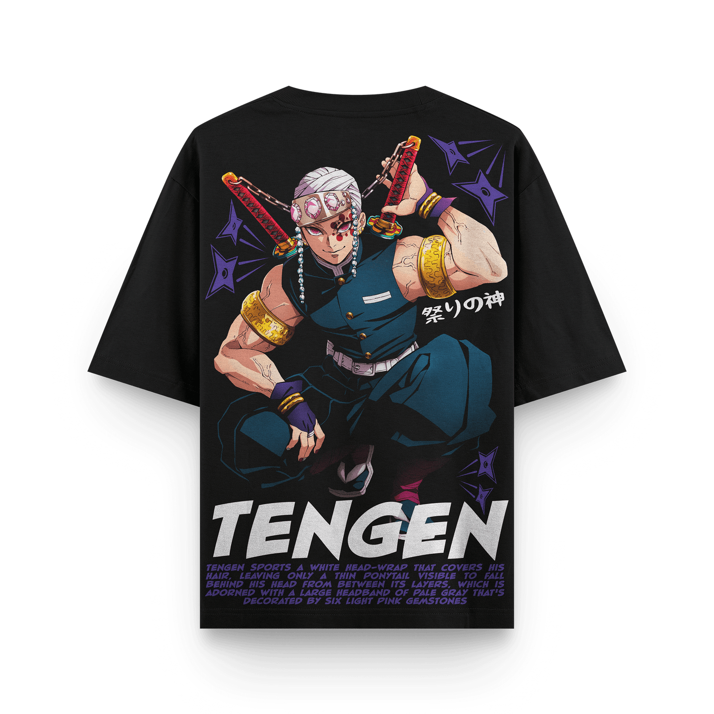 Tengen Demon Slayer Oversized Black Oversized T-Shirt back