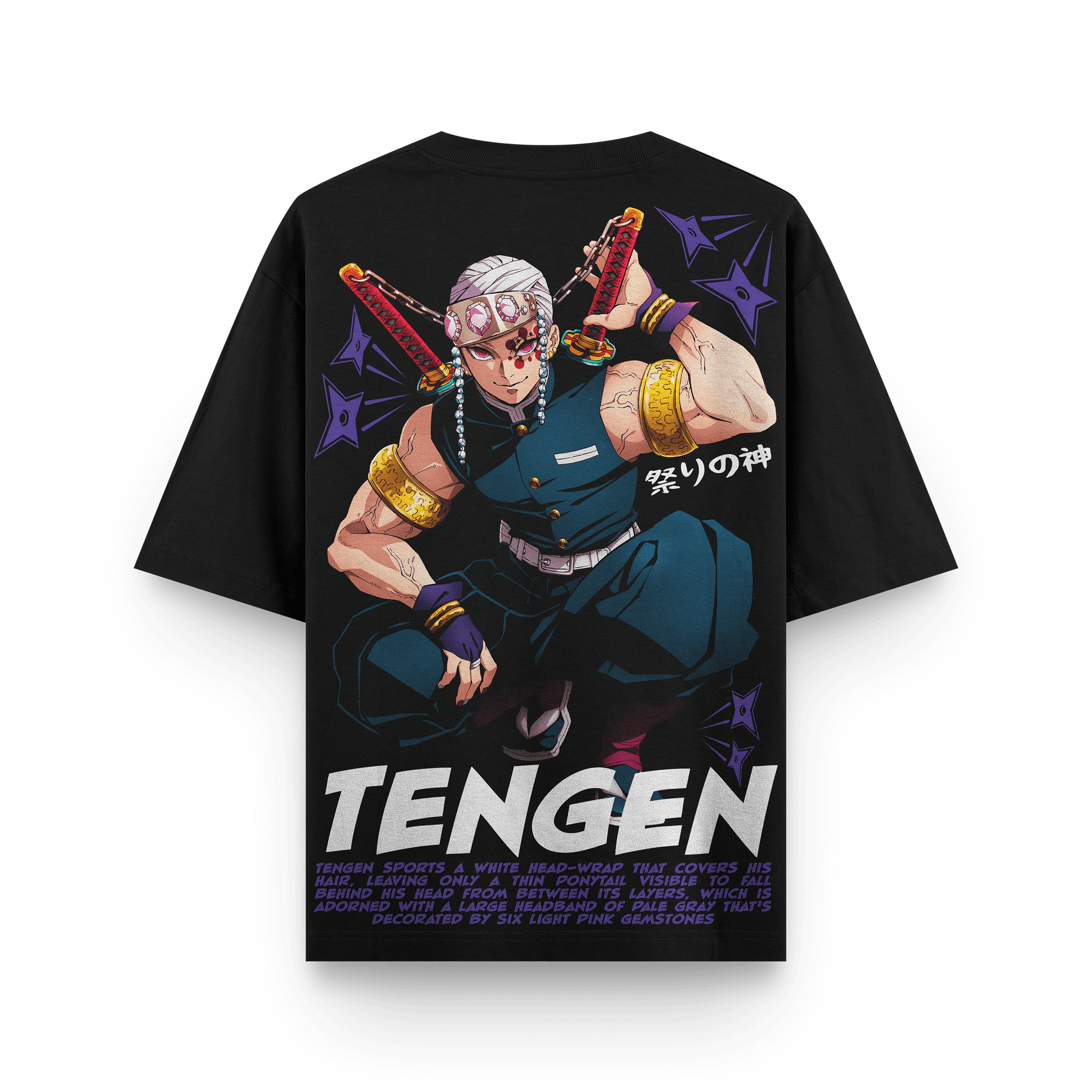 Tengen Demon Slayer Oversized Black Oversized T-Shirt back