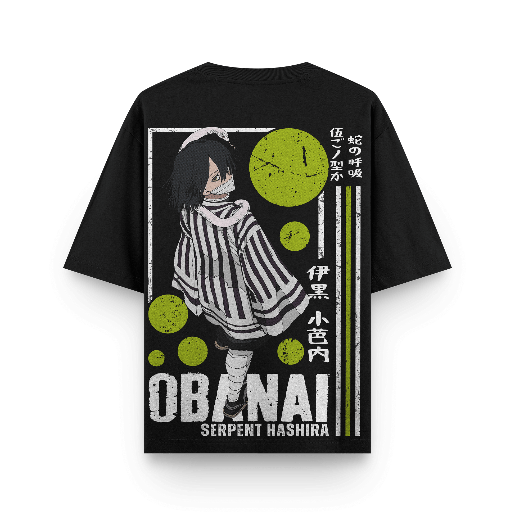 Obanai Demon Slayer Oversized Black Oversized T-Shirt back