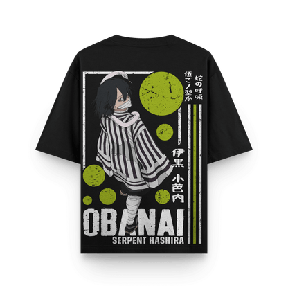 Obanai Demon Slayer Oversized Black Oversized T-Shirt back