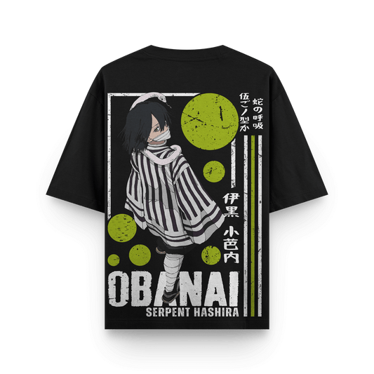 Obanai Demon Slayer Oversized Black Oversized T-Shirt back