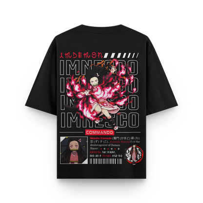 Nezuko Floral Oversized Black T-Shirt – Minimal Anime Streetwear India