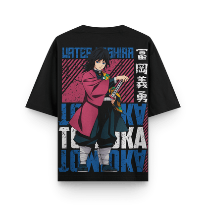 Giyu Tomioka Demon Slayer Oversized Black Oversized T-Shirt front