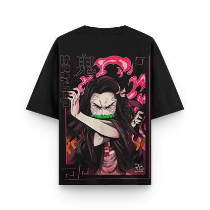 Nezuko Demon Slayer Oversized Black T-Shirt Premium Print