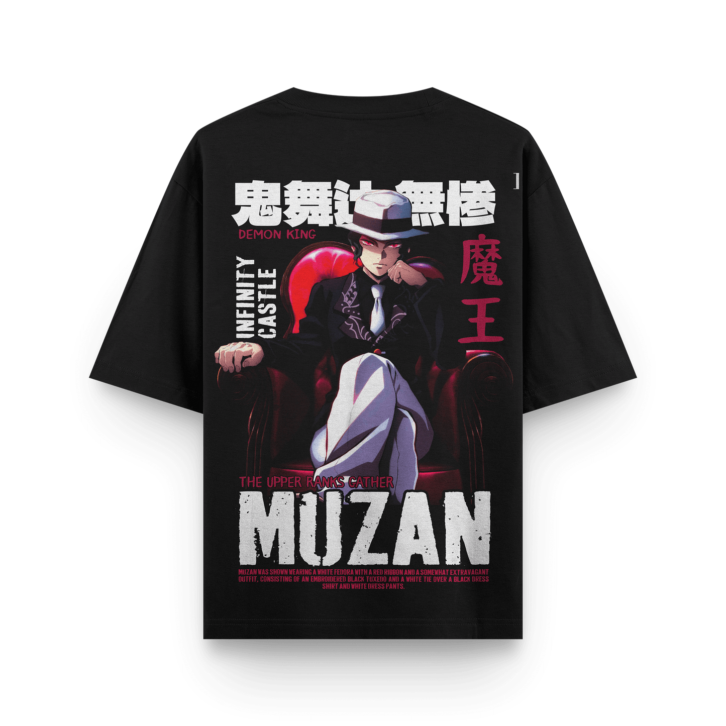 Muzan Demon Slayer Oversized Black Oversized T-Shirt back