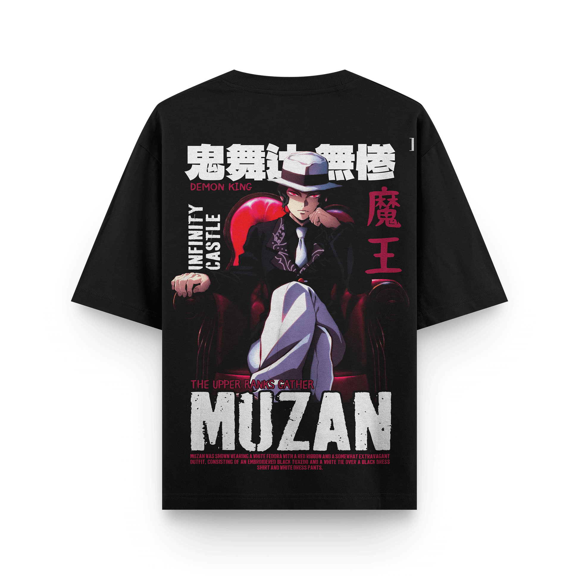 Muzan Demon Slayer Oversized Black Oversized T-Shirt back