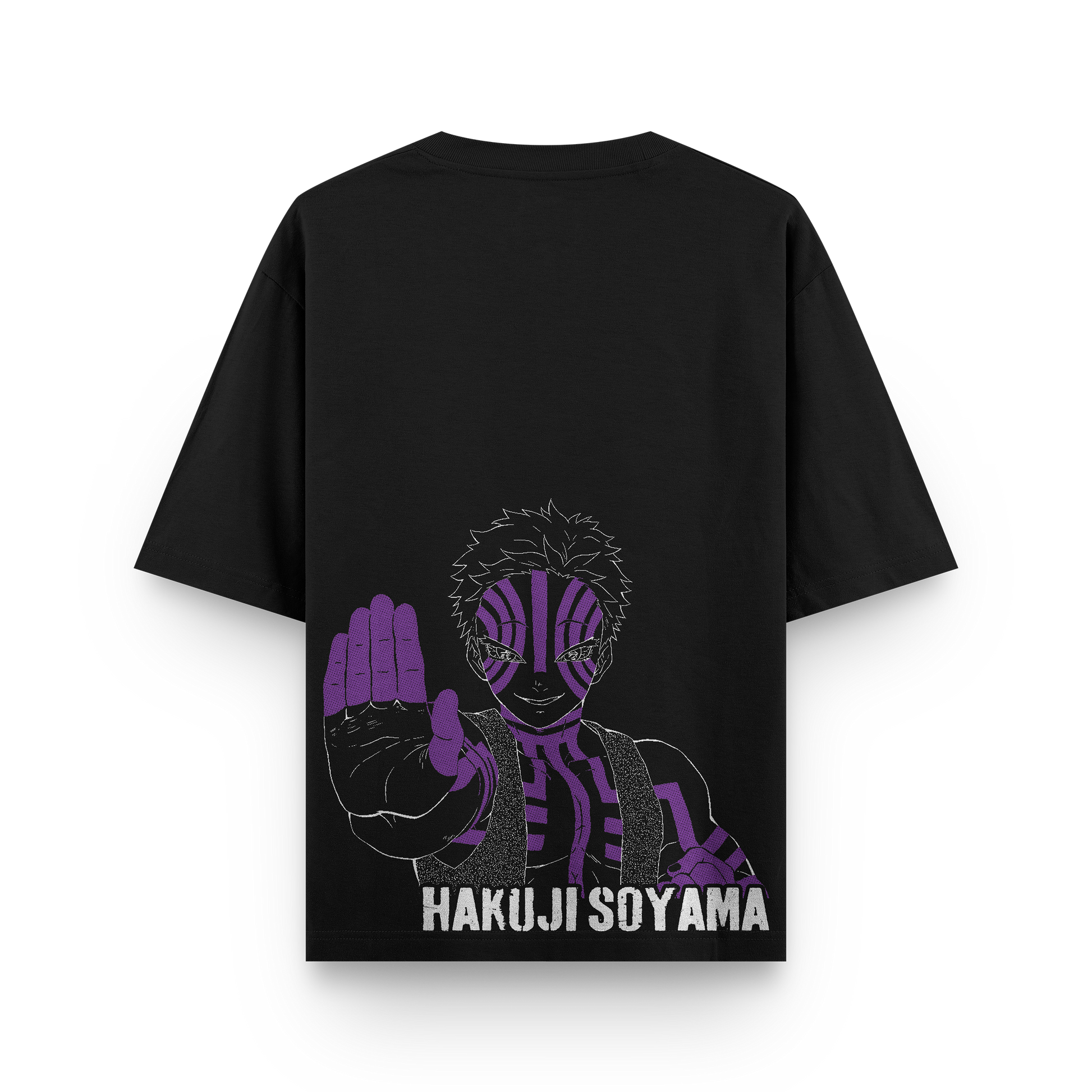 Akaza Demon Slayer oversized black back t-shirt with premium print featuring anime-inspired graphic design.