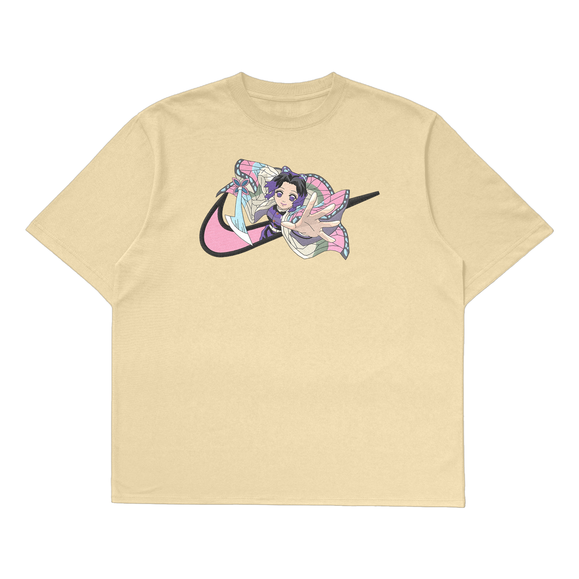 Shinobu Kocho Oversized T-Shirt | Demon Slayer Premium Anime Tee India beige